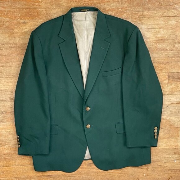 Vintage Mens Hunter Green Blazer Size 48S 1970s Wool Blend Sport Coat JacketCl